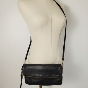Galeries Lafayette Black Leather Crossbody Bag